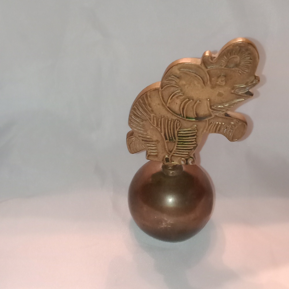 Vintage rare Solid Brass circus elephant on ball